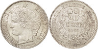Frankreich 20 Centimes Münze, Cérès, Paris, VZ+, Silber, KM:758.1 -