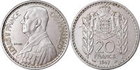 Monaco 20 Francs, Vingt Münze, Louis II, VZ, Copper-nickel, KM:124 -