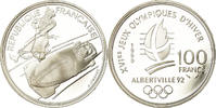 Frankreich 100 Francs Münze, Bobsledding, BE, STGL, Silber, KM:981 -