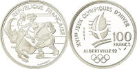 Frankreich 100 Francs Münze, Hockey players, BE, STGL, Silber, KM:993 -