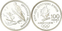 Frankreich 100 Francs Münze, Ski jumpers, BE, STGL, Silber, KM:995 -