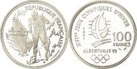 Frankreich 100 Francs Münze, Cross-country skier, BE, STGL, Silber -