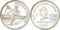 Frankreich 100 Francs Münze, Alpine skiing, BE, STGL, Silber, KM:971 -