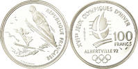 Frankreich 100 Francs Münze, Ski jumpers, BE, STGL, Silber, KM:995 -