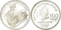 Frankreich 100 Francs Münze, Bobsledding, BE, STGL, Silber, KM:981 -