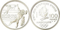Frankreich 100 Francs Münze, Patinage de vitesse, BE, STGL, Silber -