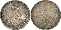 Belgien 5 Ecu Münze, SS+, Silber, KM:166 -