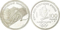 Frankreich 100 Francs Münze, Alpine skiing, BE, VZ, Silber, KM:971 -