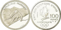 Frankreich 100 Francs Münze, Alpine skiing, BE, STGL, Silber, KM:971 -