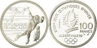 Frankreich 100 Francs Münze, Patinage de vitesse, BE, STGL, Silber -
