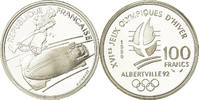 Frankreich 100 Francs Münze, Bobsledding, BE, STGL, Silber, KM:981 -