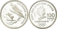 Frankreich 100 Francs Münze, Ski jumpers, BE, STGL, Silber, KM:995 -