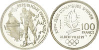 Frankreich 100 Francs Münze, Cross-country skier, BE, STGL, Silber -