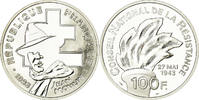 Frankreich 100 Francs Münze, Jean Moulin, BE, STGL, Silber, KM:1023 -
