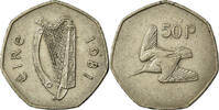 Ireland 50 Pence Münze, IRELAND REPUBLIC, SS, Copper-nickel, KM:24 -