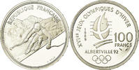 Frankreich 100 Francs Münze, Alpine skiing, BE, STGL, Silber, KM:971 -