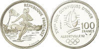 Frankreich 100 Francs Münze, patinage artistique, BE, STGL, Silber -
