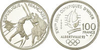 Frankreich 100 Francs Münze, Free-style skier, BE, STGL, Silber -