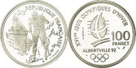 Frankreich 100 Francs Münze, Cross-country skier, BE, STGL, Silber -