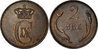 Dänemark 2 Öre Münze, Christian IX, Copenhagen, VZ, Bronze, KM:793.1 -