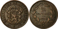 Luxemburg 2-1/2 Centimes Münze, William III, Utrecht, SS, Bronze, KM:21 -