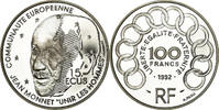 Frankreich 100 Francs-15 Ecus Münze, Jean Monnet, BE, STGL, Silber -
