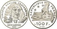 Frankreich 100 Francs Münze, Descartes, Paris, BE, STGL, Silber -