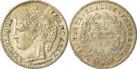Frankreich 20 Centimes Münze, Cérès, Paris, SS+, Silber, KM:758.1 -