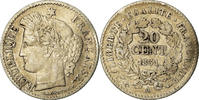 Frankreich 20 Centimes Münze, Cérès, Paris, S+, Silber, KM:758.1 -