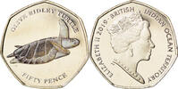 British Indian Ocean 50 Pence Münze, Tortues - Tortue olivâtre, STGL -