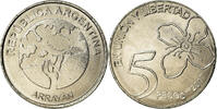 Argentinien 5 Pesos Münze, UNZ, Stainless Steel -