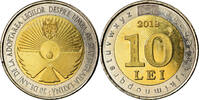 Moldova 10 Lei Münze, 30 ans de la langue d’Etat, UNZ, Bi-Metallic -