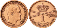 Dänemark Rigsbankskilling Münze, Frederik VII, SS+, Kupfer, KM:756 -