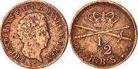 Dänemark 1/2 Rigsbankskilling Münze, Christian VIII, Copenhagen, S+ -