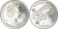 Isle of Man Crown Münze, Pobjoy Mint, Sochi - Luge, UNZ, Cupro-nickel -