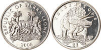Sierra Leone Dollar Münze, Pobjoy Mint, Dinosaures - Tricératops, UNZ -