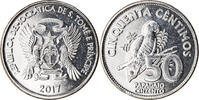 SAINT THOMAS & PRINCE ISLAND 50 Centimos Münze, UNZ, Nickel plated -