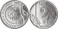 Moldova 2 Lei Münze, UNZ, Nickel plated steel -