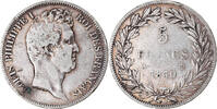 Frankreich 5 Francs Münze, Louis-Philippe, Paris, S, Silber, KM:735.1 -