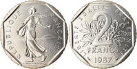 Frankreich 2 Francs Münze, Semeuse, Paris, STGL, Nickel, KM:942.1 -