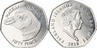 Falkland Islands 50 Pence Münze, Pingouins - Manchot de Magellan, STGL -