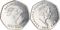Falkland Islands 50 Pence Münze, Pingouins - Manchot Macaroni, STGL -