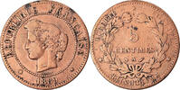 Frankreich 5 Centimes Münze, Cérès, Paris, S+, Bronze, KM:821.1 -