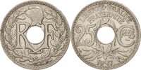 Frankreich 25 Centimes Münze, Lindauer, SS+, Nickel, KM:867 -