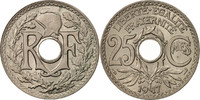 Frankreich 25 Centimes Münze, Lindauer, STGL, Copper-nickel, KM:867a -