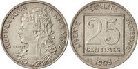 Frankreich 25 Centimes Münze, Patey, Paris, SS+, Nickel, KM:855 -