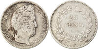 Frankreich 25 Centimes Münze, Louis-Philippe, Rouen, S+, Silber -