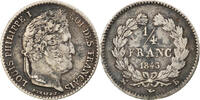 Frankreich 1/4 Franc Münze, Louis-Philippe, Rouen, SS+, Silber -