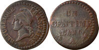 Frankreich Centime Münze, Dupré, Paris, SS, Bronze, KM:646, Gadoury:76 -