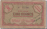 Algeria 5 Francs Geldschein, 1943, S+ -